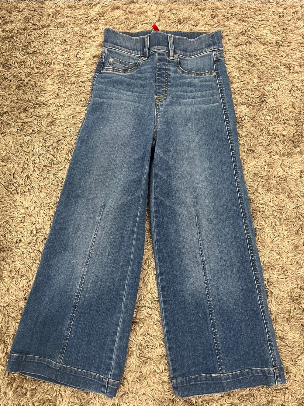 SPANX Wide-Leg High-Rise Jeans in Medium Blue Wash